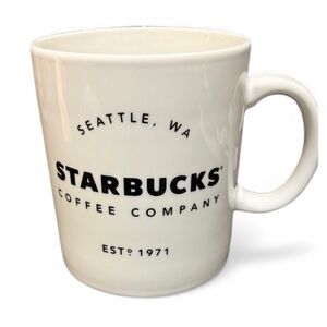 Starbucks Coffee cup Company Seattle, WA EST 1971 28 oz White Ceramic Mug Rare